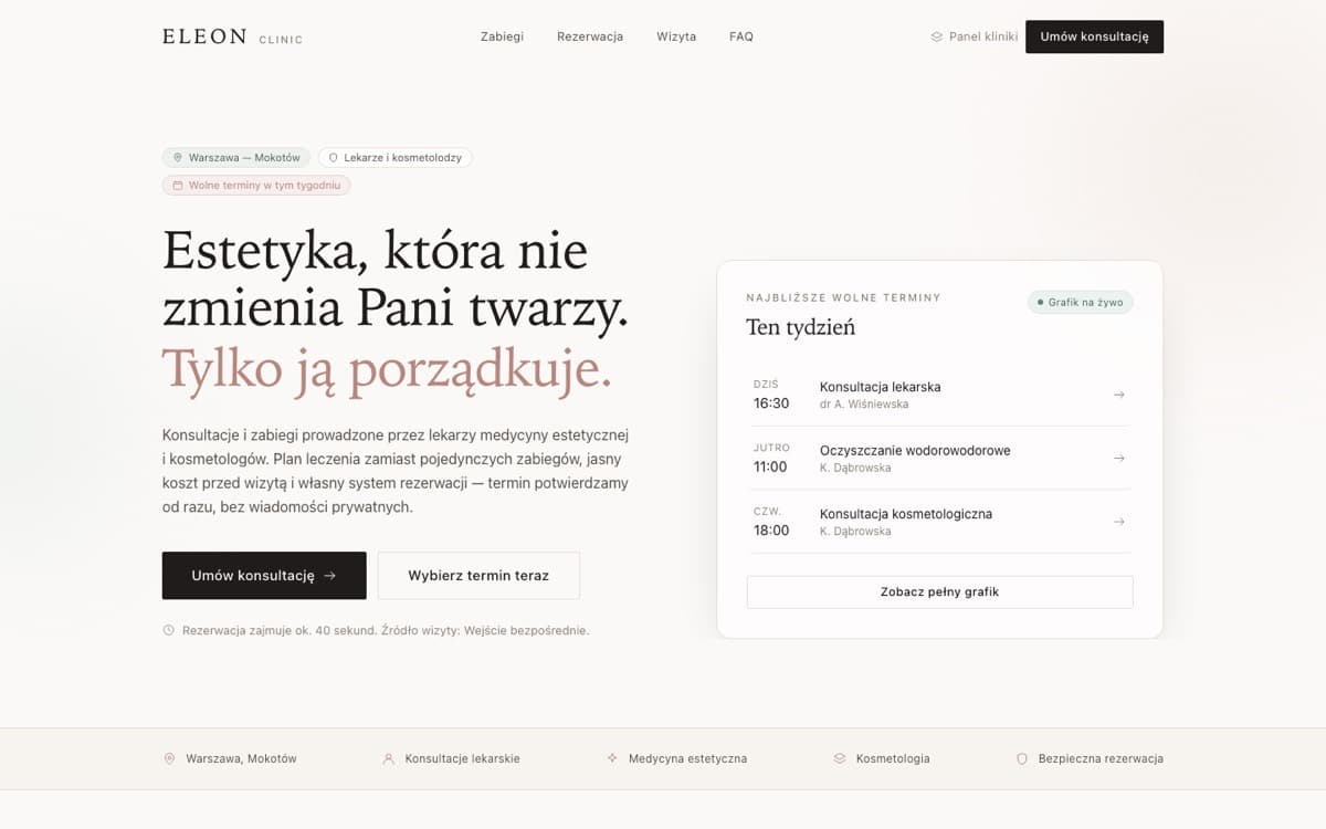 Eleon Clinic — Клиника + система записи