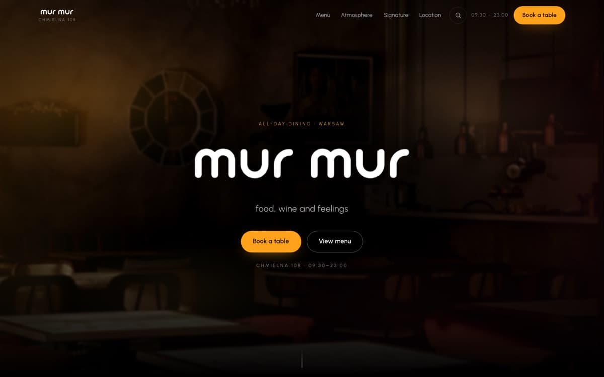 MUR MUR — Сайт ресторана · Варшава